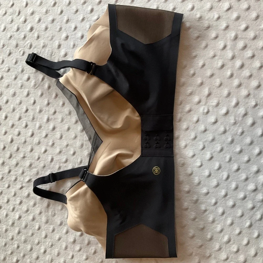 Honeylove‎ Silhouette Bra Women XL Black Mesh Wireless V-Neck Support BR0302